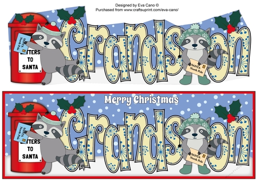 Christmas Rocky the Racoon with letters to Santa GRANDSON large dl