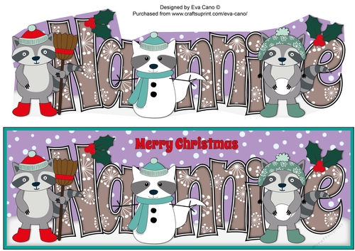 Christmas Rocky the Racoon with Snowracoon NANNIE large dl