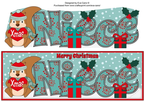 Christmas Sid the Squirrel with Heart NIECE large dl