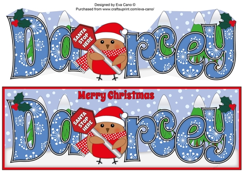 Christmas Plump Robin with Santa Sign DARCEY large dl