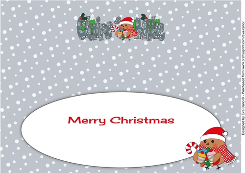Christmas Plump Robin with Sweets CLAIRE & MIKE large dl insert
