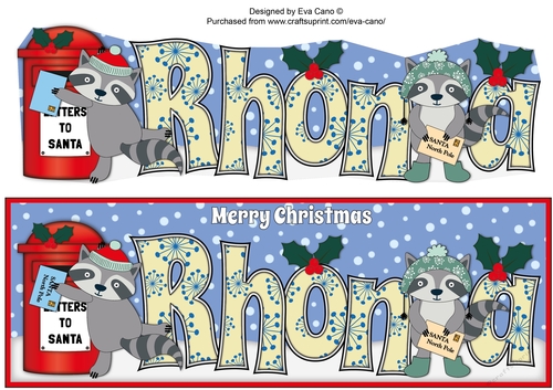 Christmas Rocky the Racoon with letters to Santa RHONA large dl