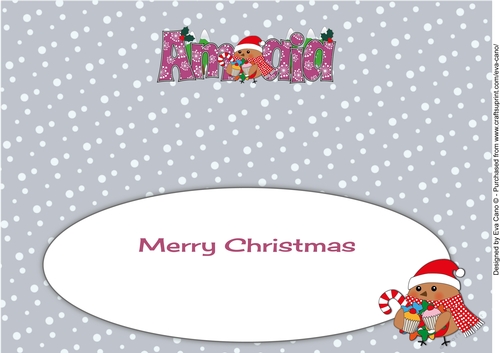 Christmas Plump Robin with Sweets AMAIA large dl insert