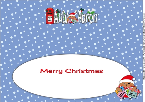Christmas Plump Robin with letters to Santa ABBI & AARON large dl insert