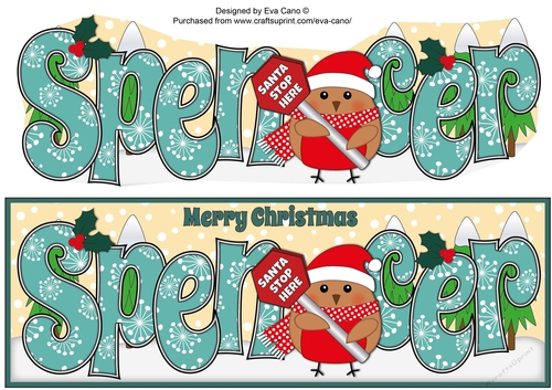 Christmas Plump Robin with Santa Sign SPENCER large dl