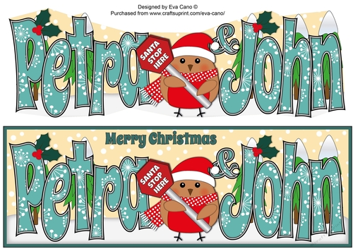 Christmas Plump Robin with Santa Sign PETRA & JOHN large dl