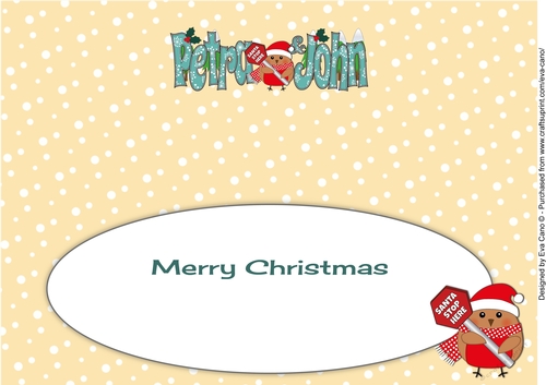Christmas Plump Robin with Santa Sign PETRA & JOHN large dl insert
