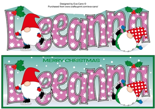 Christmas Gnomes ice skating LEEANNA large dl
