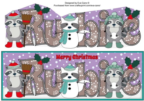 Christmas Rocky the Racoon with Snowracoon RUBIE large dl