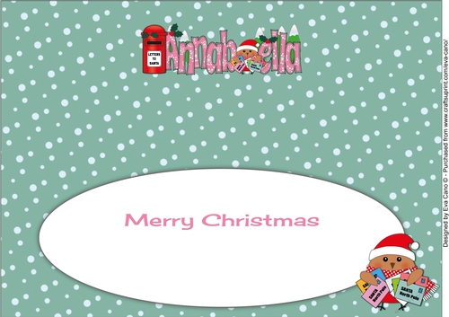 Christmas Plump Robin with letters to Santa ANNABELLA large dl insert