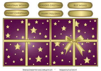 Christmas Present Shaped Card Burgundy