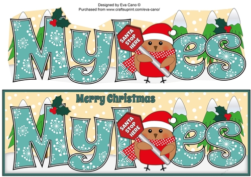 Christmas Plump Robin with Santa Sign MYLES large dl