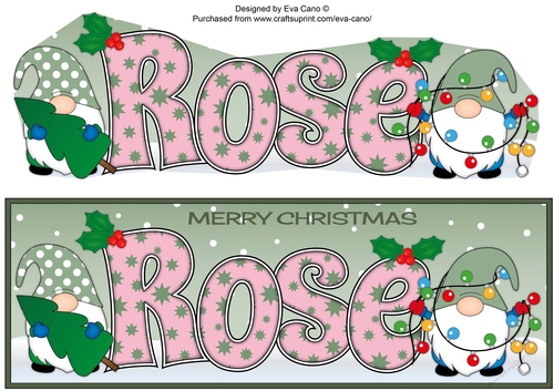 Christmas Gnomes with decorations ROSE large dl
