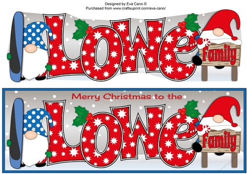 Christmas Gnomes snowboarding LOWE FAMILY large dl