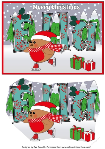Christmas Plump Robin Skating ELLA A5