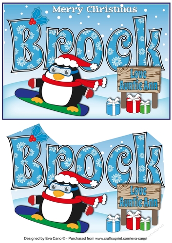 Christmas Fat Penguin Snowboarding BROCK A5 Auntie Ann