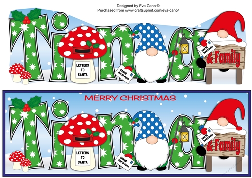 Christmas Gnome with letter to Santa TINA & FAMILY large dl