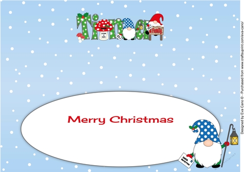 Christmas Gnome with letter to Santa TINA & FAMILY large dl insert