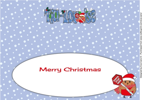 Christmas Plump Robin with Santa Sign TIA-LOUISE  large dl insert