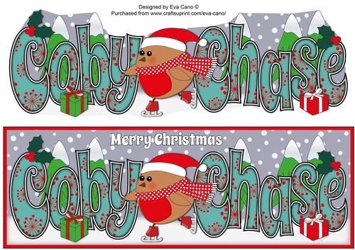 Christmas Plump Robin Skating COBY CHASE large dl