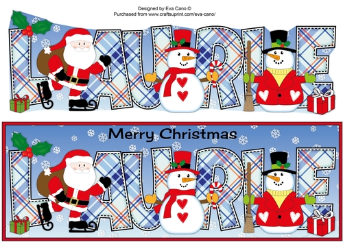 Santa & Snowmen LAURIE large dl