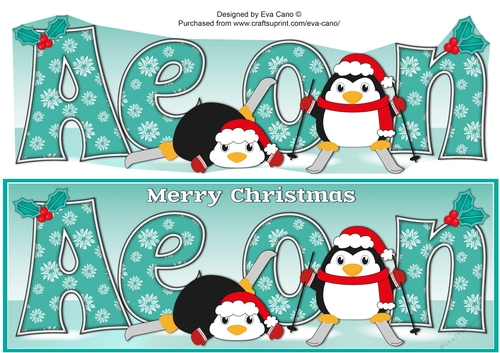 Christmas Fat Penguins Skiing AEON large dl