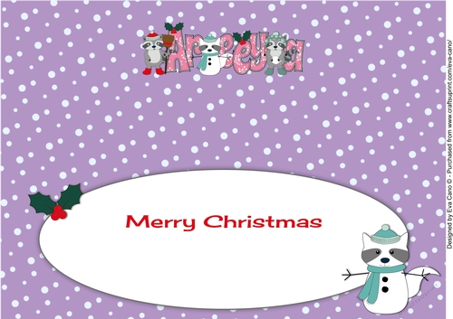 Christmas Rocky the Racoon with Snowracoon AREEYA large dl insert