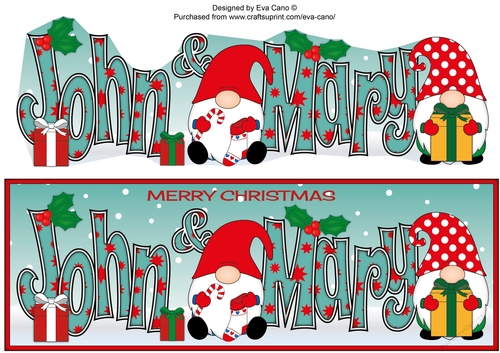Christmas Gnomes with presents JOHN & MARY large dl