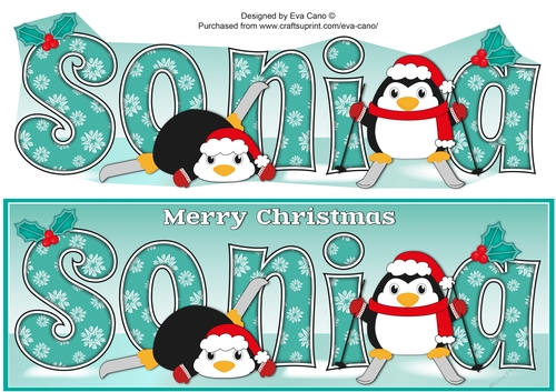 Christmas Fat Penguins Skiing SONIA large dl