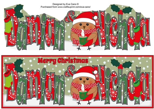 Christmas Plump Robin with Hot Drink DAMIAN & NICHOLA large dl