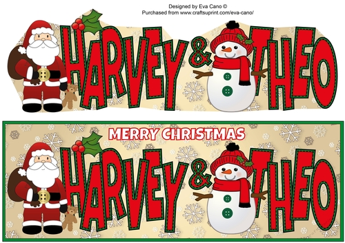 Santa & Snowmen HARVEY & THEO large dl 
