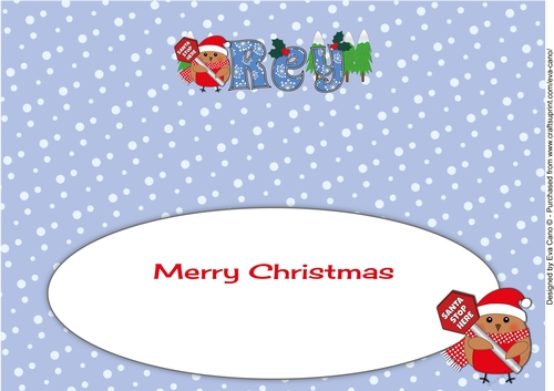 Christmas Plump Robin with Santa Sign REY large dl insert