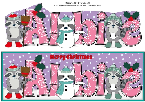Christmas Rocky the Racoon with Snowracoon ALBIE large dl