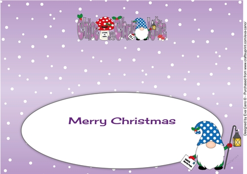 Christmas Gnome with letter to Santa CHLOE & CHARLOTTE large dl insert