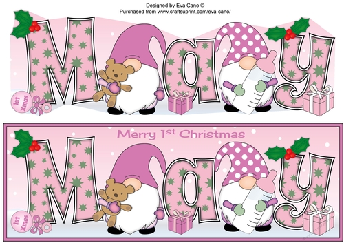 First Christmas Gnomes with baby bottle MAY large dl