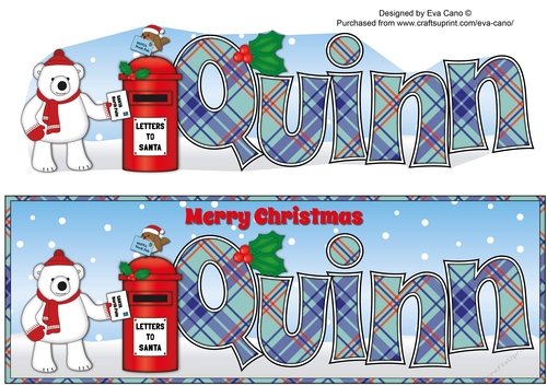 Monty Polar Bear letter to Santa QUINN large dl