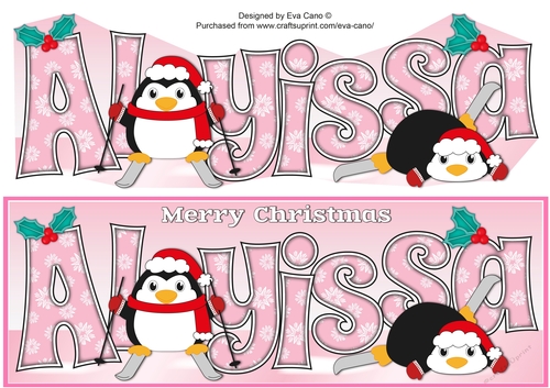 Christmas Fat Penguins Skiing ALYISSA large dl