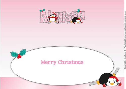 Christmas Fat Penguins Skiing ALYISSA large dl insert
