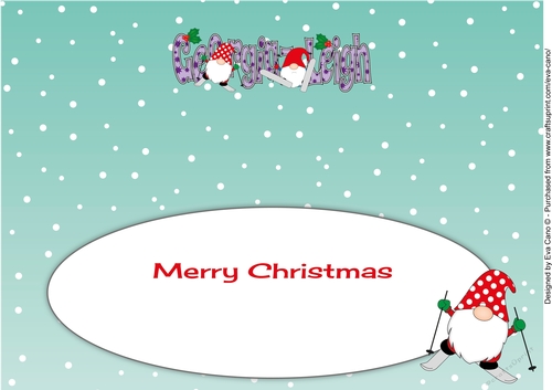 Christmas Gnomes skiing GEORGIA-LEIGH large dl insert