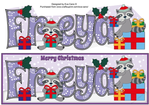 Christmas Rocky the Racoon with presents FREYA large dl