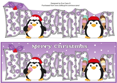 Christmas Fat Penguins Eating Ice Cream BREANNA large dl