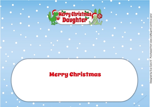 Christmas Dinosaurs with present and sign DAUGHTER large dl insert