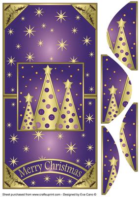 Buttons Christmas Trees Vertical Fold Back Purple