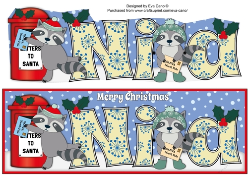 Christmas Rocky the Racoon with letters to Santa NIA large dl