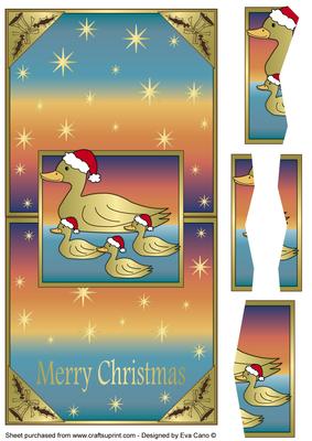 Golden Christmas Ducks Vertical Fold Back