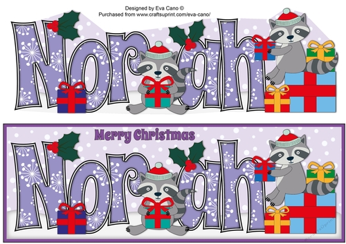 Christmas Rocky the Racoon with presents NORAH large dl