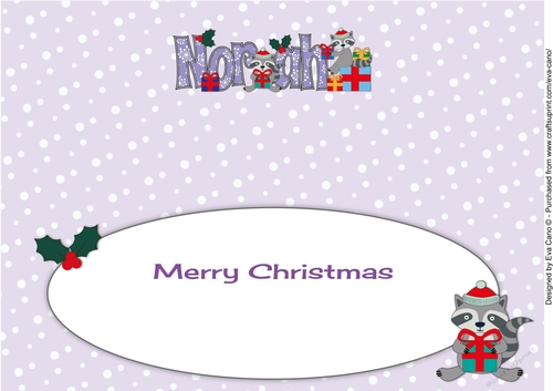 Christmas Rocky the Racoon with presents NORAH large dl insert