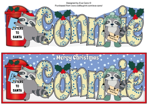 Christmas Rocky the Racoon with letters to Santa CONNIE large dl