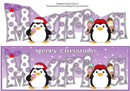 Christmas Fat Penguins Eating Ice Cream MARIA large dl