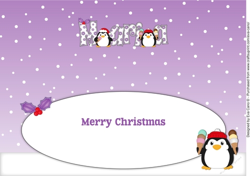 Christmas Fat Penguins Eating Ice Cream MARIA large dl insert